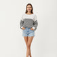 Long Sleeve Striped Knit Pullover Sweater with Relaxed Fit and Ribbed Hem