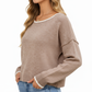 Long Sleeve Crew Neck Knit Pullover Sweater with Contrast Trim