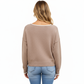 Long Sleeve Crew Neck Knit Pullover Sweater with Contrast Trim