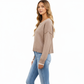 Long Sleeve Crew Neck Knit Pullover Sweater with Contrast Trim