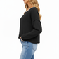 Long Sleeve Crew Neck Knit Pullover Sweater with Contrast Trim