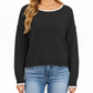 Long Sleeve Crew Neck Knit Pullover Sweater with Contrast Trim