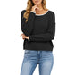 Long Sleeve Crew Neck Knit Pullover Sweater with Contrast Trim