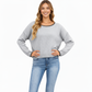 Long Sleeve Crew Neck Knit Pullover Sweater with Contrast Trim