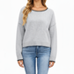 Long Sleeve Crew Neck Knit Pullover Sweater with Contrast Trim