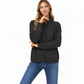 Button Front Long Sleeve Knit Cardigan with Stand Collar and Front Pocket