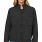 Button Front Long Sleeve Knit Cardigan with Stand Collar and Front Pocket