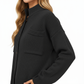 Button Front Long Sleeve Knit Cardigan with Stand Collar and Front Pocket