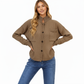Button Front Long Sleeve Knit Cardigan with Stand Collar and Front Pocket