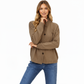 Button Front Long Sleeve Knit Cardigan with Stand Collar and Front Pocket