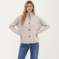 Button Front Long Sleeve Knit Cardigan with Stand Collar and Front Pocket