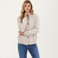 Button Front Long Sleeve Knit Cardigan with Stand Collar and Front Pocket
