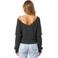 Long Sleeve Waffle Knit Pullover Sweater with Relaxed Fit