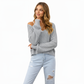 Long Sleeve Waffle Knit Pullover Sweater with Relaxed Fit