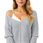 Long Sleeve Waffle Knit Pullover Sweater with Relaxed Fit