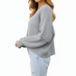 Long Sleeve Waffle Knit Pullover Sweater with Relaxed Fit