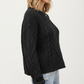 Long Sleeve Cable Knit Pullover Sweater with Textured Pattern