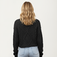 Long Sleeve Cable Knit Pullover Sweater with Textured Pattern