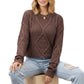 Long Sleeve Cable Knit Pullover Sweater with Textured Pattern