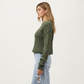 Long Sleeve Cable Knit Pullover Sweater with Textured Pattern