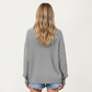 V-Neck Relaxed Fit Knit Sweater with Long Sleeves