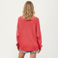 V-Neck Relaxed Fit Knit Sweater with Long Sleeves