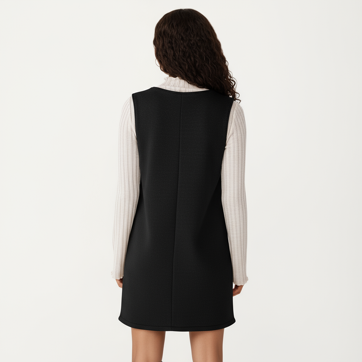 Sleeveless V-Neck Shift Dress with Front Patch Pockets