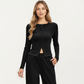 2-Piece Set Long Sleeve Button Front Top and Wide Leg Pants