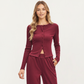 2-Piece Set Long Sleeve Button Front Top and Wide Leg Pants