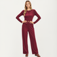2-Piece Set Long Sleeve Button Front Top and Wide Leg Pants