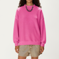 Long Sleeve Crew Neck Pullover Top with Relaxed Fit and Ribbed Cuffs
