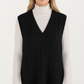 Cable Knit Sweater Dress with Deep V-Neck and Sleeveless Design