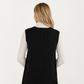 Cable Knit Sweater Dress with Deep V-Neck and Sleeveless Design