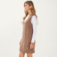 Cable Knit Sweater Dress with Deep V-Neck and Sleeveless Design