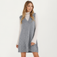 Cable Knit Sweater Dress with Deep V-Neck and Sleeveless Design