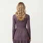 Long Sleeve Tiered Skater Dress with Fitted Bodice and Flowy Hem