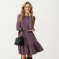 Long Sleeve Tiered Skater Dress with Fitted Bodice and Flowy Hem
