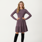 Long Sleeve Tiered Skater Dress with Fitted Bodice and Flowy Hem