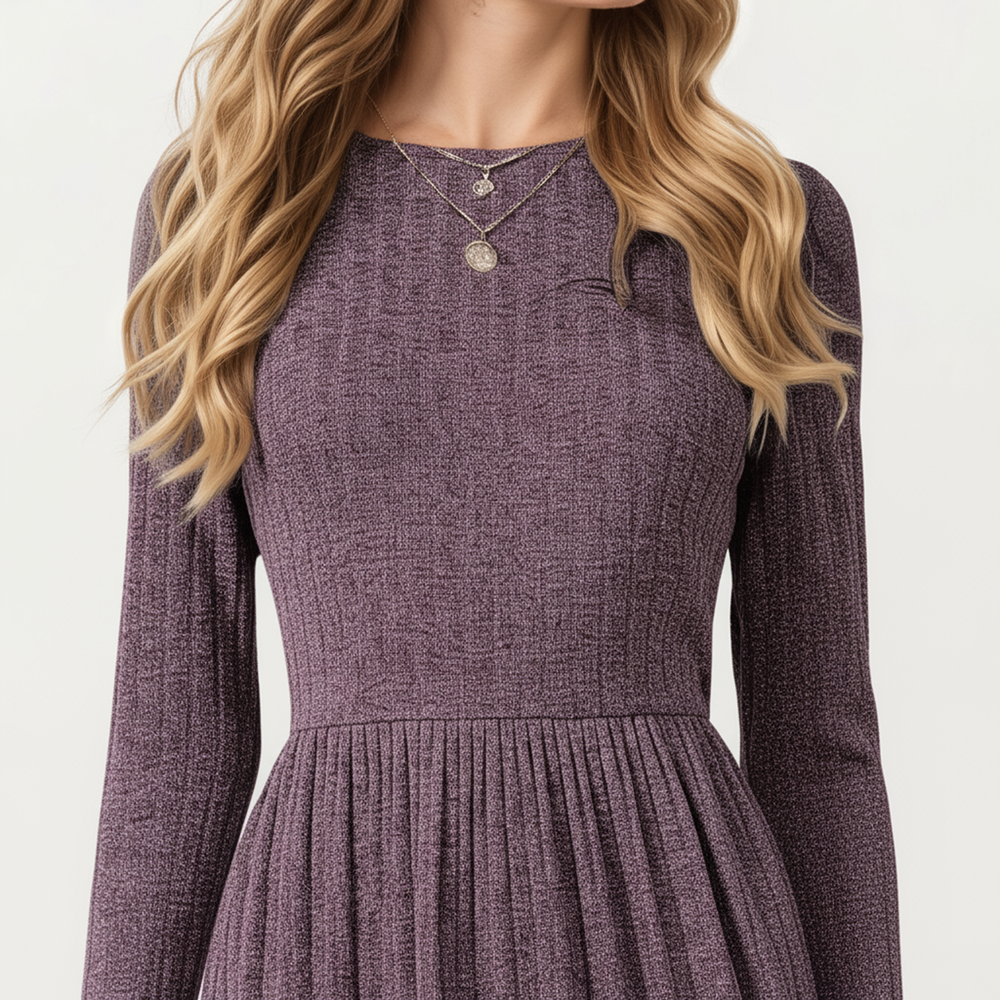 Long Sleeve Tiered Skater Dress with Fitted Bodice and Flowy Hem