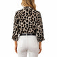 Leopard Print Button-Up Long Sleeve Shirt with Collared Neckline
