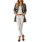 Leopard Print Button-Up Long Sleeve Shirt with Collared Neckline