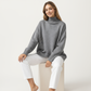 Oversized Turtleneck Sweater with Long Sleeves and Ribbed Hem