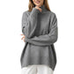 Oversized Turtleneck Sweater with Long Sleeves and Ribbed Hem