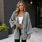 Striped Knit Cardigan with Button Front and Drop Shoulder Design