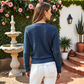 Textured Knit Button-Front Cardigan with Long Sleeves and Ribbed Trim