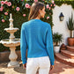 Textured Knit Button-Front Cardigan with Long Sleeves and Ribbed Trim