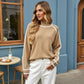 Long Sleeve Knit Sweater with Contrast Trim and Mock Neck