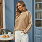 Long Sleeve Knit Sweater with Contrast Trim and Mock Neck