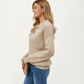Textured Stripe Knit Pullover Sweater with Polo Collar