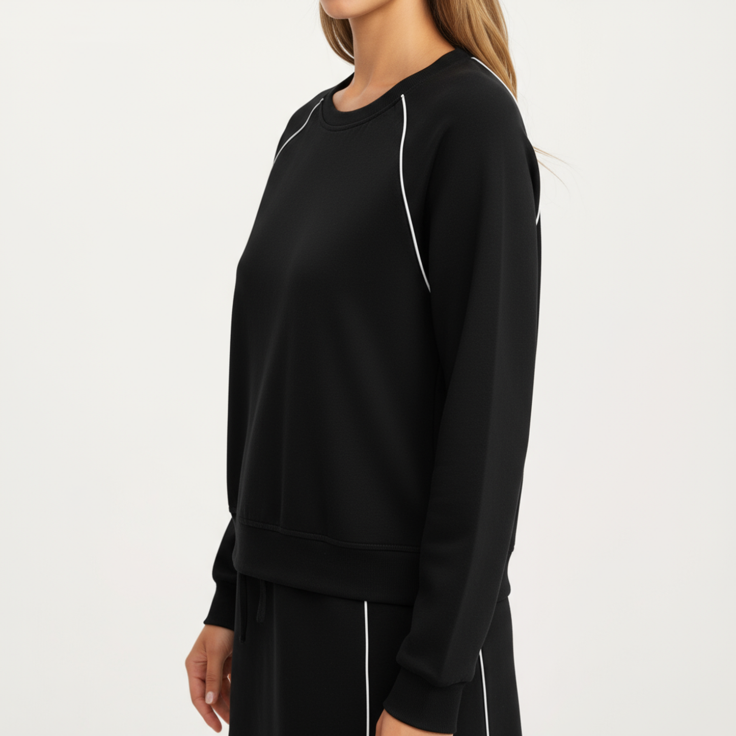 2-Piece Set Long Sleeve Pullover Top with Elastic Waist Mini Skirt